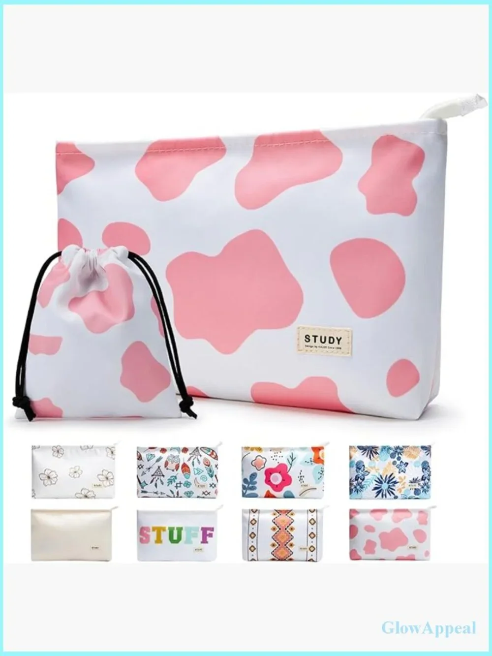 2pcs Waterproof Nylon Cosmetic Bags Travel Toiletry Organizer Pouch Set